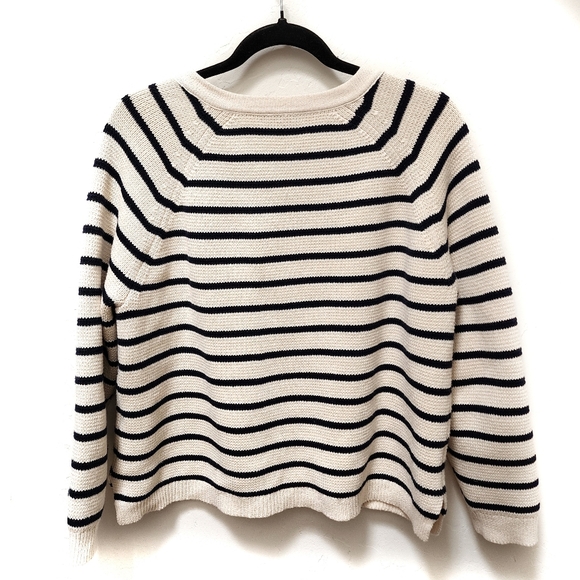 J. Crew Cotton Striped Button-Up Cardigan with Pockets, Medium EUC - Picture 5 of 7